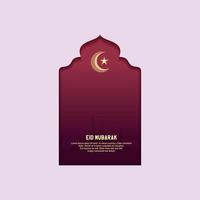 islamico saluto eid mubarak carta piazza sfondo nero oro colore design per islamico festa vettore