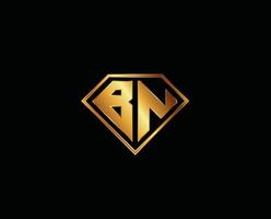 bn diamante forma oro colore lettera logo design vettore