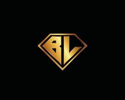 bl diamante forma oro colore disegno.. bl lettera logo design. creativo moderno bl lettere icona illustrazione, simbolo vettore