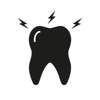 mal di denti silhouette icona. denti dolore. orale assistenza sanitaria problema glifo pittogramma. dente dolore, sensibilità o doloroso. dentale trattamento solido cartello. odontoiatria simbolo. isolato vettore illustrazione.