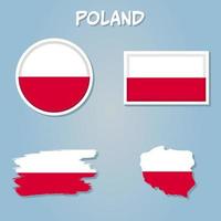 semplice carta geografica di Polonia con bandiera isolato su blu sfondo. vettore