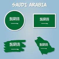 Arabia arabia carta geografica e bandiera vettore. vettore