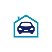 auto e Casa logo icona vettore, auto su a partire dal box auto, concetto per assicurazione, veicolo concessionaria e box auto nel di moda semplice minimo moderno stile illustrazione. vettore