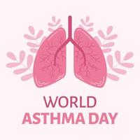 piazza bandiera per mondo asma giorno. mano disegnato umano polmone illustrazione. vettore