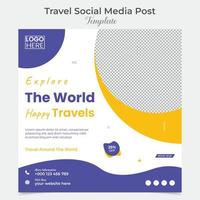 turismo e viaggio vacanza vacanza sociale media inviare e piazza aviatore inviare bandiera modello design vettore