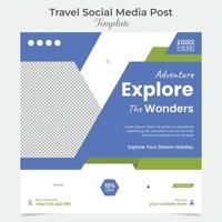 turismo e viaggio vacanza vacanza sociale media inviare e piazza aviatore inviare bandiera modello design vettore