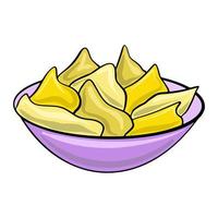 vettore viola piatto con nachos. messicano veloce cibo. patatine fritte illustrazione nel cartone animato piatto stile.