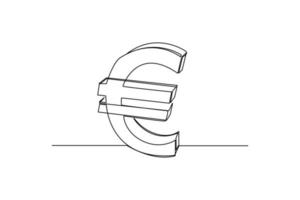 continuo una linea disegno Euro moneta simbolo. nazione moneta concetto. singolo linea disegno design grafico vettore illustrazione