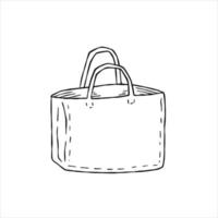 tela totalizzatore Borsa. stoffa eco acquirente. schema cartone animato illustrazione. riutilizzabile Borsa per drogheria vettore