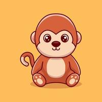 vettore carino scimmia seduta cartone animato illustrazione