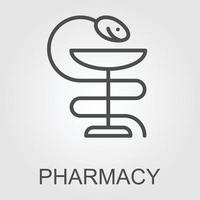 farmacia icona con caduceo simbolo, ciotola con un' serpente vettore