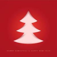 papercut Natale albero su un' rosso sfondo. nuovo anno sfondo. design elementi per vacanza carta vettore
