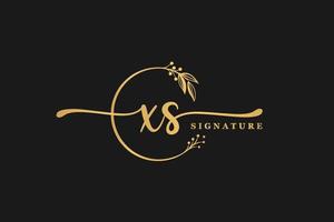 lusso oro firma iniziale X S logo design isolato foglia e fiore vettore