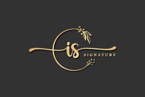 lusso oro firma iniziale io S logo design isolato foglia e fiore vettore