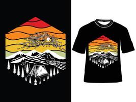 contento camper, campeggio maglietta disegno, montagna campeggio creativo t camicia vettore