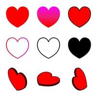 rosso cuore forme icona vettore, impostato di amore icone vettore