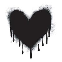 spray graffiti cuore cartello dipinto nel nero su bianca. amore cuore far cadere simbolo. isolato su un' bianca sfondo. vettore illustrazione