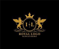 iniziale I l lettera Leone reale lusso stemma araldico logo modello nel vettore arte per ristorante, regalità, boutique, bar, Hotel, araldico, gioielleria, moda e altro vettore illustrazione.
