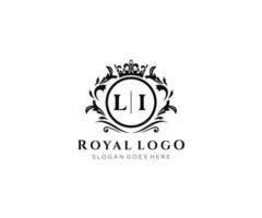 iniziale li lettera lussuoso marca logo modello, per ristorante, regalità, boutique, bar, Hotel, araldico, gioielleria, moda e altro vettore illustrazione.