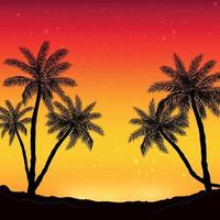 panorama notturno sullo sfondo della spiaggia con palme vettore