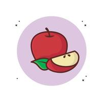 Mela frutta cartone animato vettore icona illustrazione.mela dieta vettore icona illustrazione. Mela frutta menù di dieta. piatto cartone animato stile