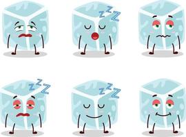 cartone animato personaggio di ghiaccio tubo con assonnato espressione vettore