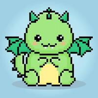 pixel 8 bit Drago è seduta. animali nel vettore illustrazioni per gioco risorse e loghi.