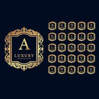 alfabeto iniziale logo con lusso decorativo d'oro telaio. elegante arricciare floreale ornamento. vettore