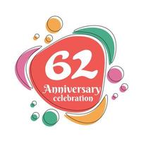 62 ° anniversario celebrazione logo colorato design con bolle su bianca sfondo astratto vettore illustrazione