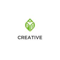 fd monogramma con foglia logo design idee, creativo iniziale lettera logo con naturale verde le foglie vettore