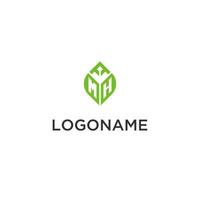 mh monogramma con foglia logo design idee, creativo iniziale lettera logo con naturale verde le foglie vettore