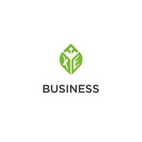 xe monogramma con foglia logo design idee, creativo iniziale lettera logo con naturale verde le foglie vettore