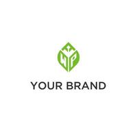 wp monogramma con foglia logo design idee, creativo iniziale lettera logo con naturale verde le foglie vettore