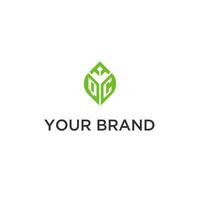 qc monogramma con foglia logo design idee, creativo iniziale lettera logo con naturale verde le foglie vettore
