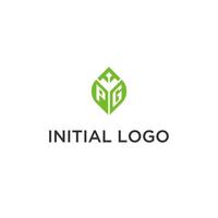 pg monogramma con foglia logo design idee, creativo iniziale lettera logo con naturale verde le foglie vettore