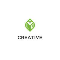 lq monogramma con foglia logo design idee, creativo iniziale lettera logo con naturale verde le foglie vettore
