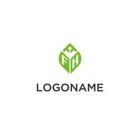 fh monogramma con foglia logo design idee, creativo iniziale lettera logo con naturale verde le foglie vettore