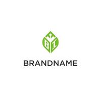 bi monogramma con foglia logo design idee, creativo iniziale lettera logo con naturale verde le foglie vettore
