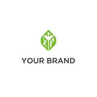 xp monogramma con foglia logo design idee, creativo iniziale lettera logo con naturale verde le foglie vettore