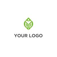 partire monogramma con foglia logo design idee, creativo iniziale lettera logo con naturale verde le foglie vettore