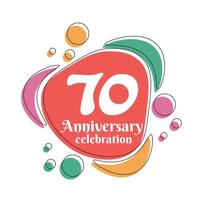 70 ° anniversario celebrazione logo colorato design con bolle su bianca sfondo astratto vettore illustrazione