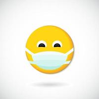 emoji con bocca maschera - giallo viso con chiuso occhi indossare un' bianca chirurgico maschera vettore