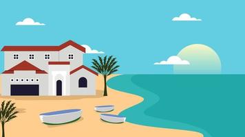 mediterraneo Casa con mare Visualizza di tradizionale architettura vettore