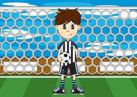 carino cartone animato calcio calcio giocatore su intonazione - gli sport illustrazione vettore