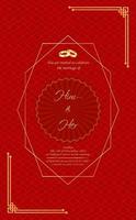 carta di invito a nozze con elementi di design su sfondo rosso. vettore