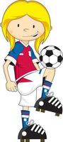 carino cartone animato ragazza calcio calcio giocatore - gli sport illustrazione vettore