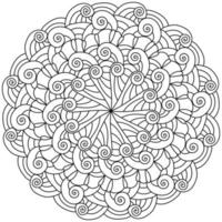 mandala con spirale vortici, meditativo colorazione pagina per creatività vettore