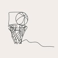 minimalista pallacanestro linea arte, palla gioco schema disegno, sport illustrazione, vettore giocatore