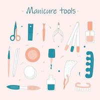set vettoriale di strumenti per manicure