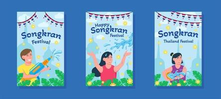 set di banner per le vacanze del festival di songkran vettore